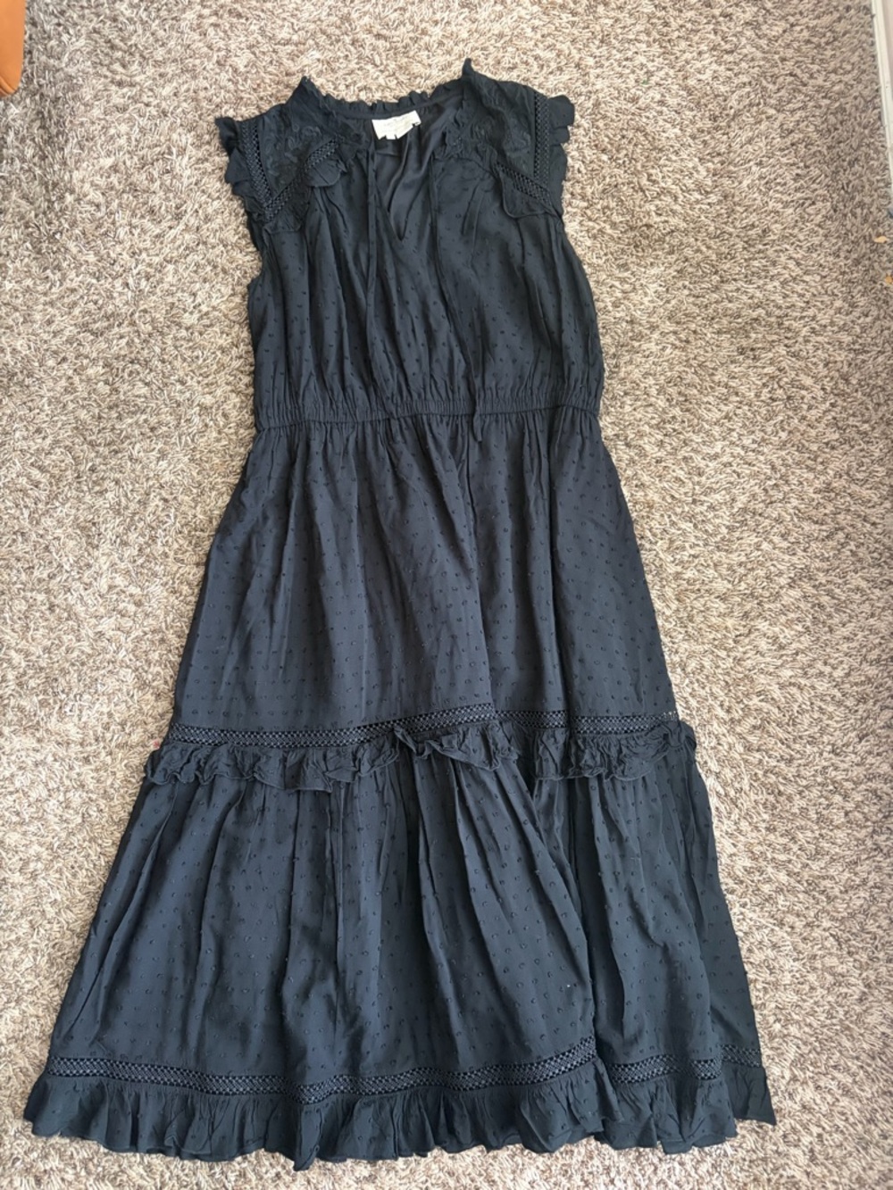 Kate Spade Black Tiered Sleeveless Maxi Dress Size Large